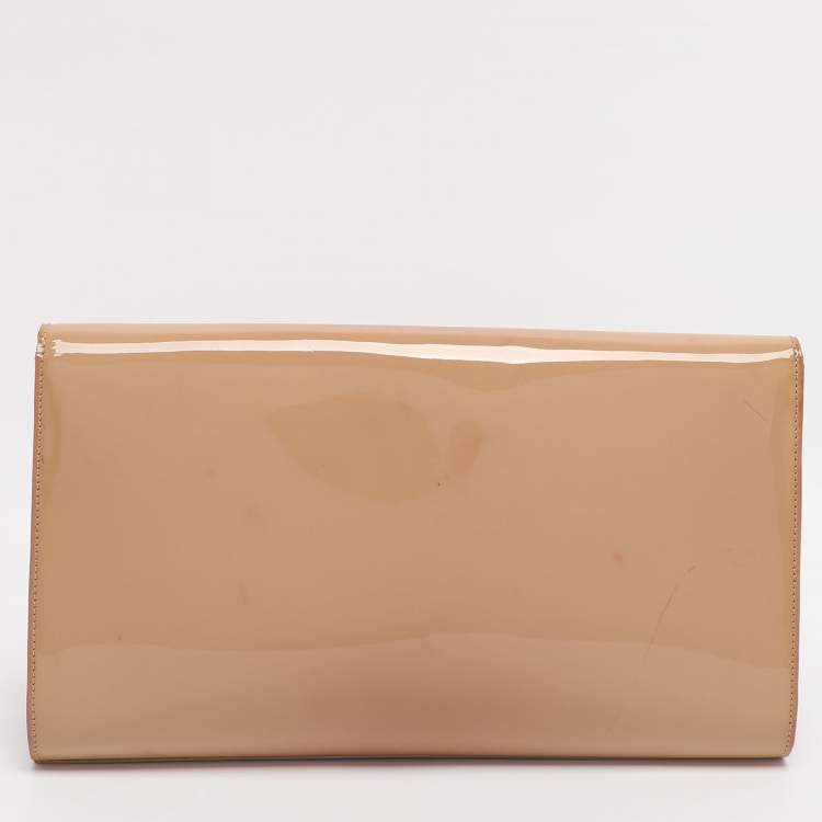 Pre Owned Yves Saint Laurent Beige Patent Leather Belle De Jour Flap Clutch