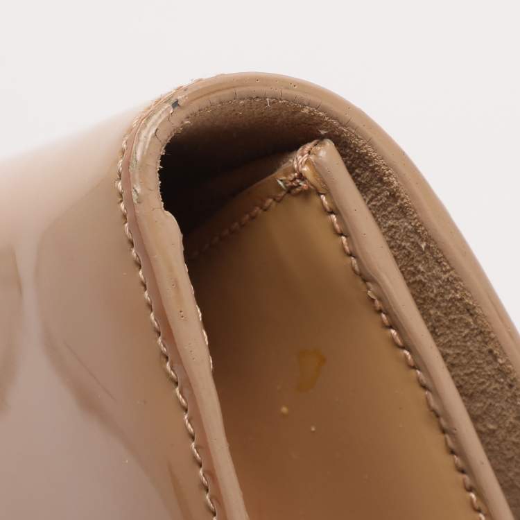 Pre Owned Yves Saint Laurent Beige Patent Leather Belle De Jour Flap Clutch