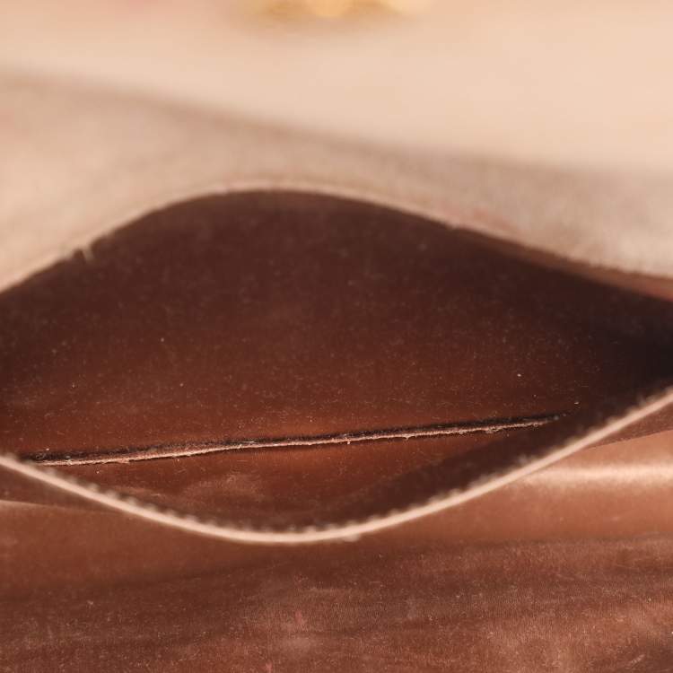 Pre Owned Yves Saint Laurent Beige Patent Leather Belle De Jour Flap Clutch