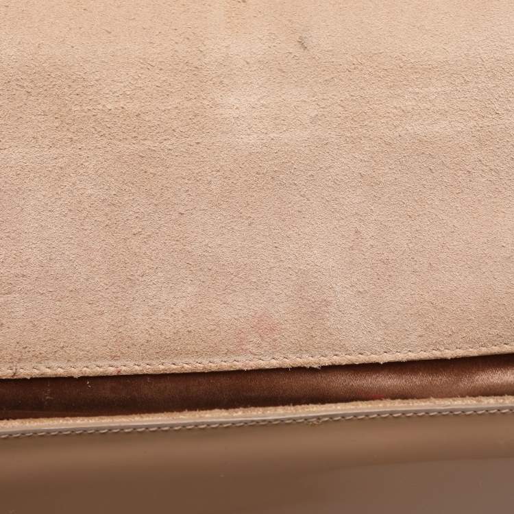 Pre Owned Yves Saint Laurent Beige Patent Leather Belle De Jour Flap Clutch