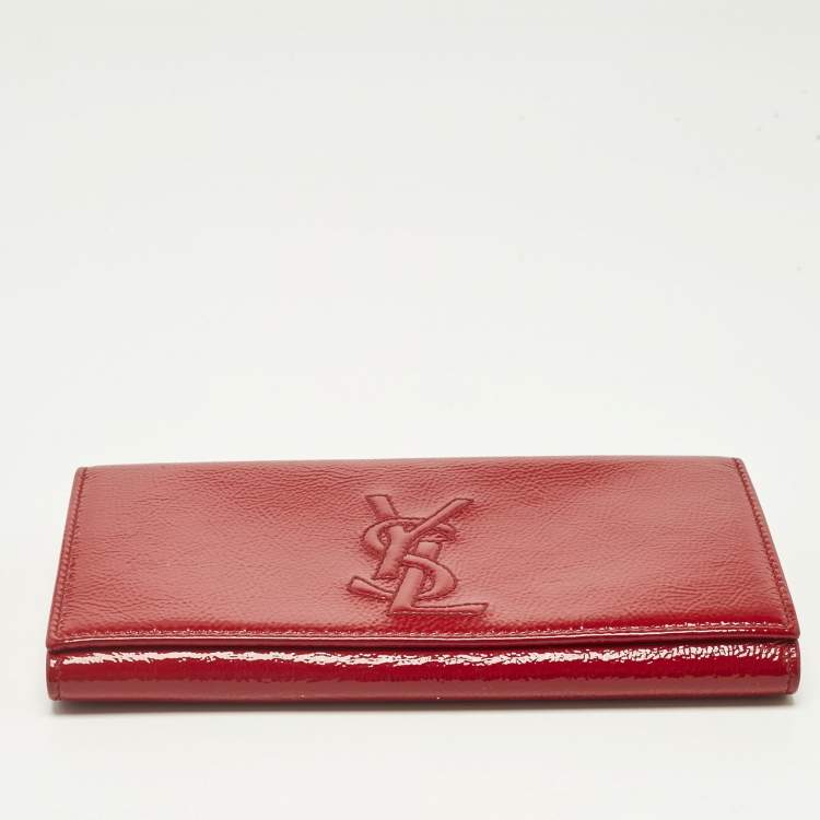 Pre Owned Yves Saint Laurent Red Patent Leather Belle De Jour Continental Wallet
