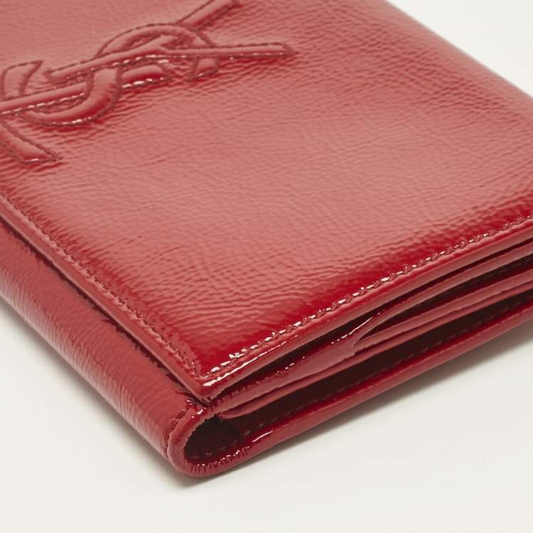 Pre Owned Yves Saint Laurent Red Patent Leather Belle De Jour Continental Wallet