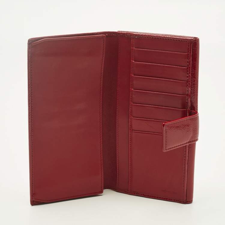 Pre Owned Yves Saint Laurent Red Patent Leather Belle De Jour Continental Wallet