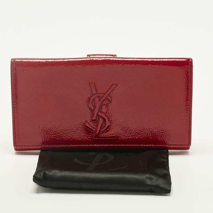 Pre Owned Yves Saint Laurent Red Patent Leather Belle De Jour Continental Wallet