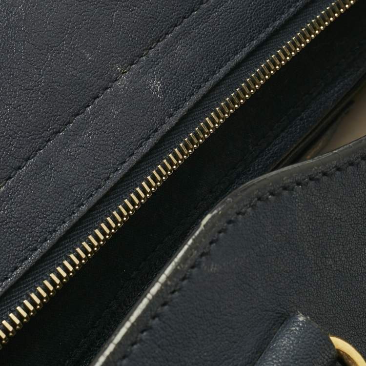 Pre Owned Yves Saint Laurent Navy Blue Leather Large Cabas Chyc Tote