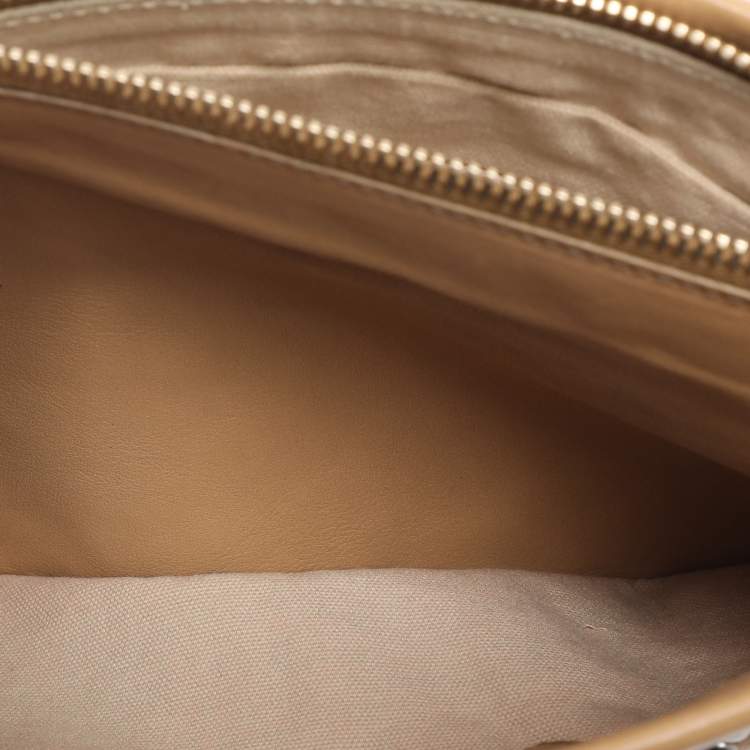 Pre Owned Yves Saint Laurent Beige Leather Studded Clutch