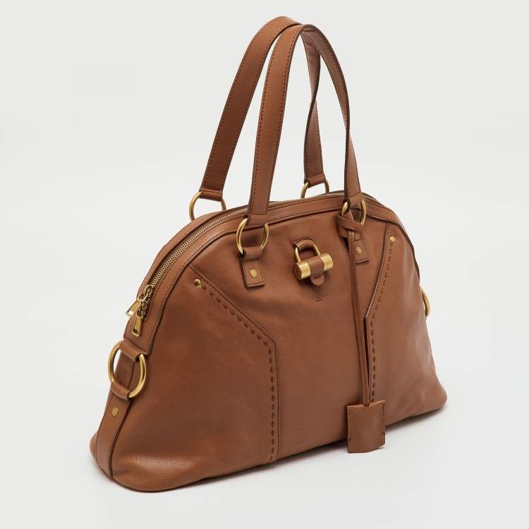 Pre Owned Yves Saint Laurent Brown Leather Large Muse Bag