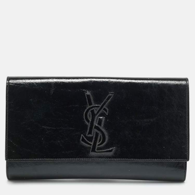Pre Owned Yves Saint Laurent Belle De Jour Black Patent Leather Clutch