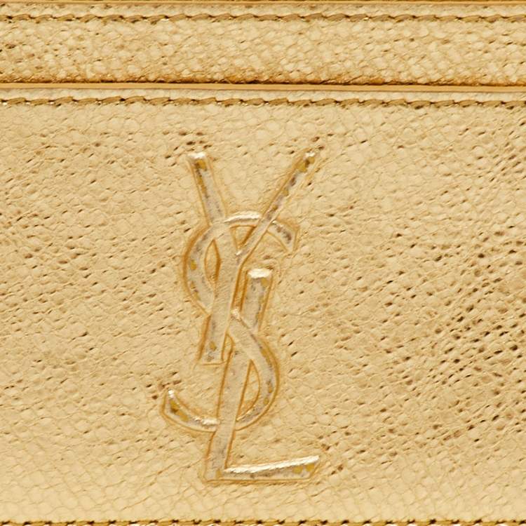 Pre Owned Yves Saint Laurent Gold Leather Card Holder