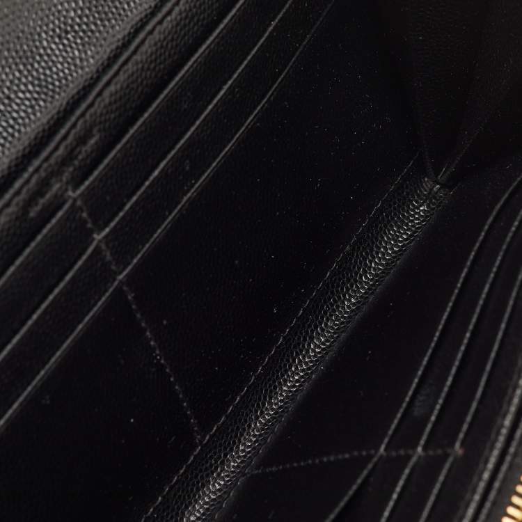 مملوكة مسبقًا Saint Laurent Monogram Large Black Matelassé Leather Cassandre Flap Wallet