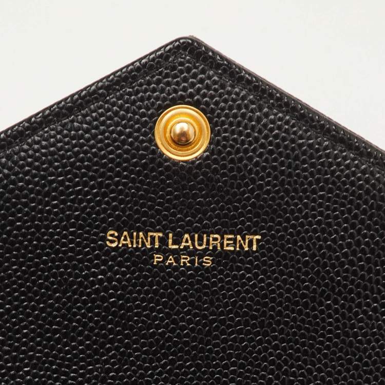 مملوكة مسبقًا Saint Laurent Monogram Large Black Matelassé Leather Cassandre Flap Wallet