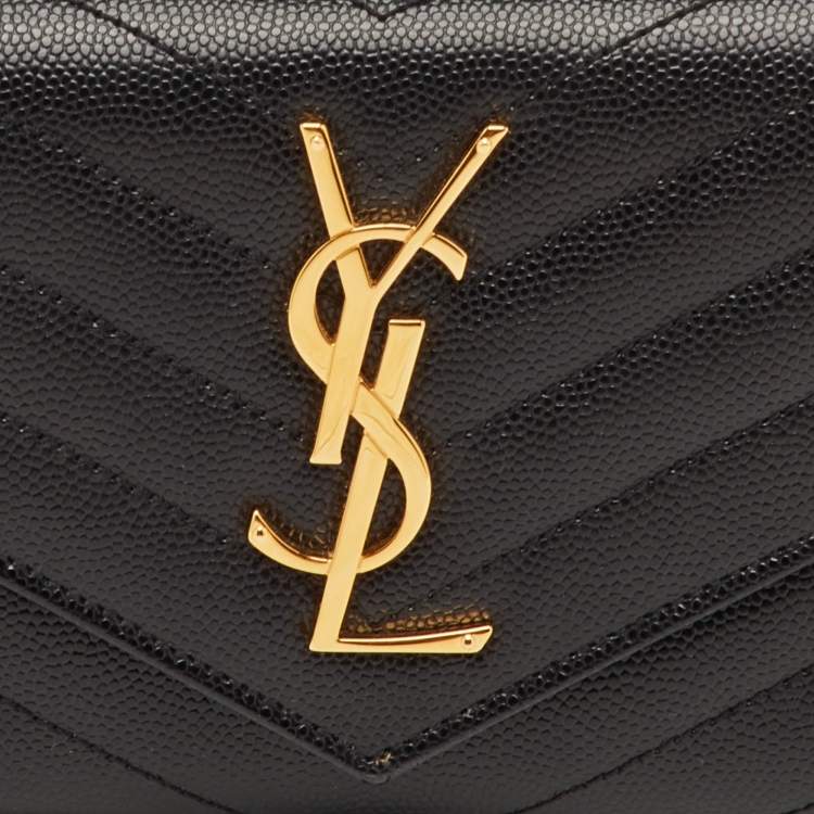 مملوكة مسبقًا Saint Laurent Monogram Large Black Matelassé Leather Cassandre Flap Wallet