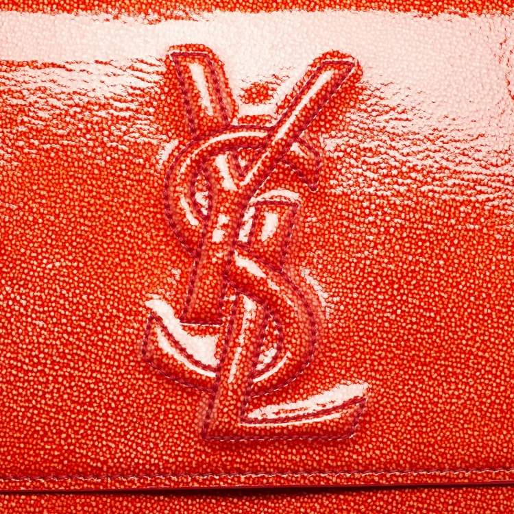 Pre Owned Yves Saint Laurent Belle De Jour Red Patent Leather Flap Clutch