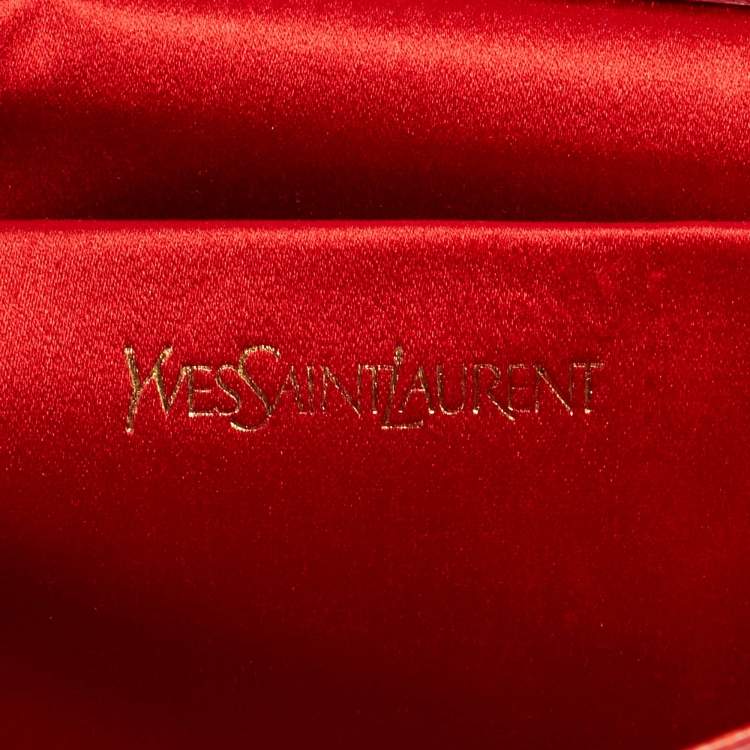 Pre Owned Yves Saint Laurent Belle De Jour Red Patent Leather Flap Clutch