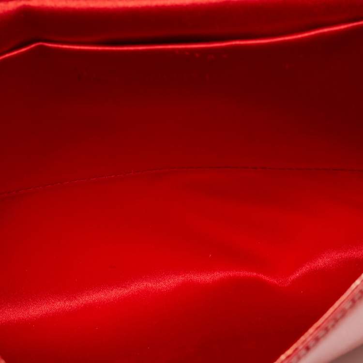 Pre Owned Yves Saint Laurent Belle De Jour Red Patent Leather Flap Clutch