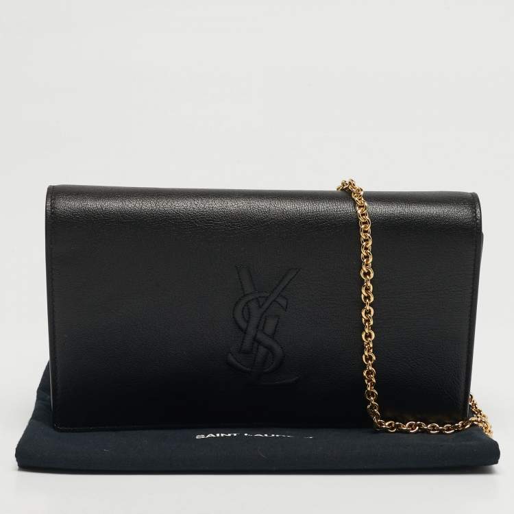 Pre Owned Yves Saint Laurent Belle de Jour Black Leather Wallet On Chain
