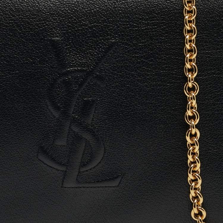 Pre Owned Yves Saint Laurent Belle de Jour Black Leather Wallet On Chain
