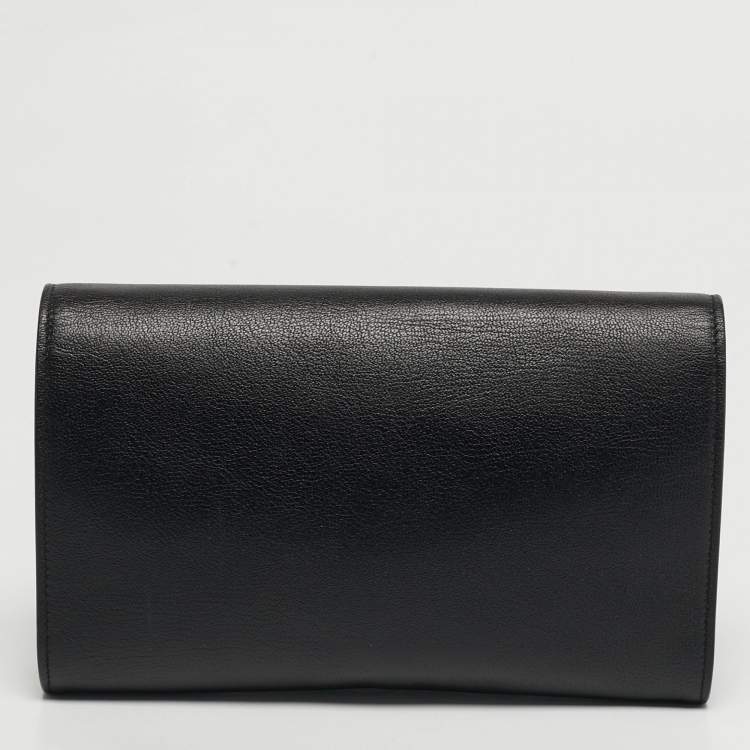 Pre Owned Yves Saint Laurent Belle de Jour Black Leather Wallet On Chain