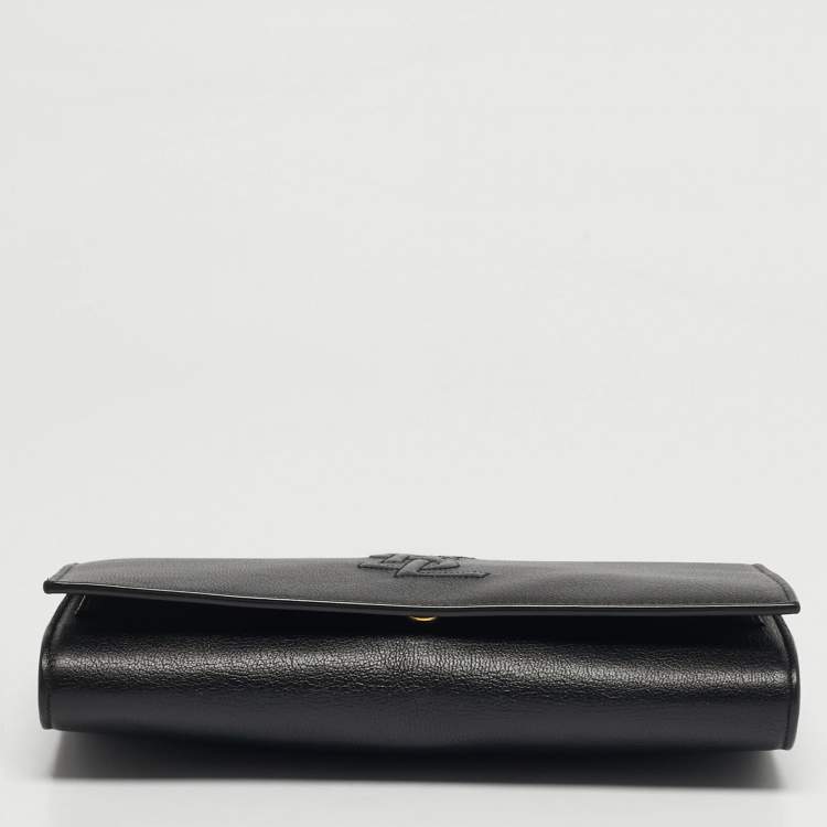 Pre Owned Yves Saint Laurent Belle de Jour Black Leather Wallet On Chain