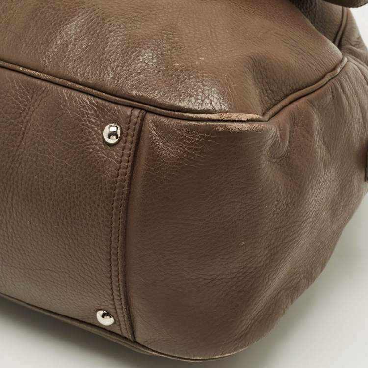 Pre Owned Yves Saint Laurent Obi Bow Brown Leather Satchel