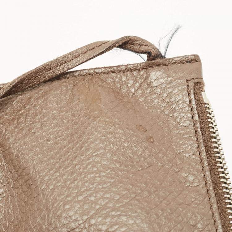 Pre Owned Yves Saint Laurent Obi Bow Brown Leather Satchel