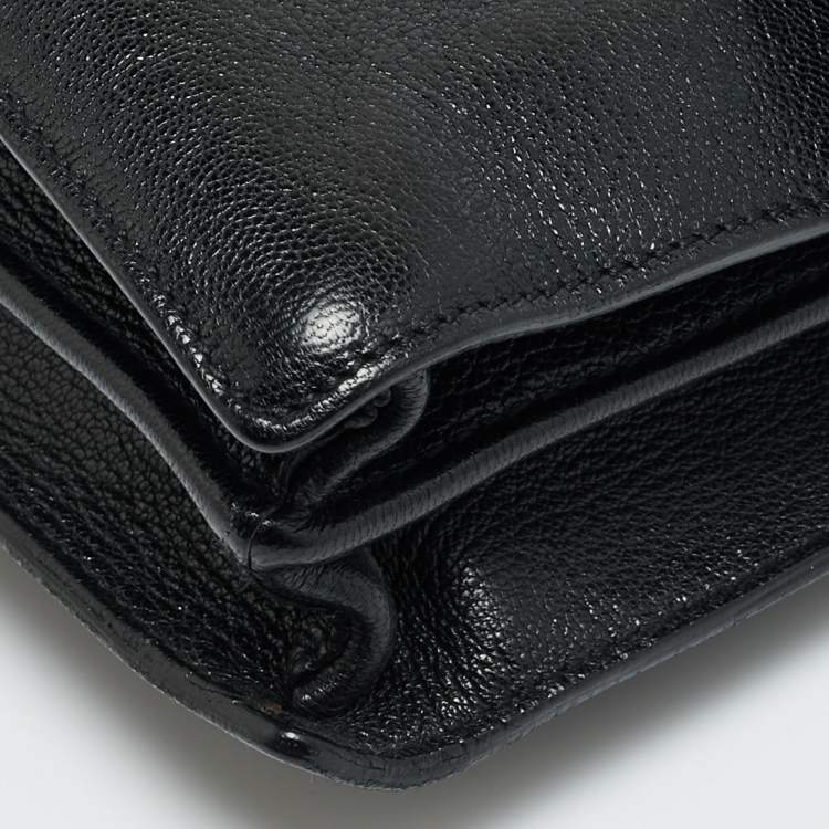 Pre Owned Yves Saint Laurent Black Leather Flap Shoulder Bag