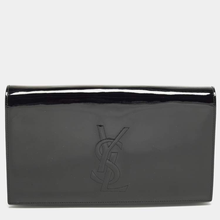 مملوكة مسبقًا Saint Laurent Belle De Jour Black Patent Leather Clutch