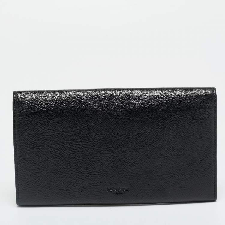 Pre Owned Yves Saint Laurent Mombasa Black Leather Continental Wallet