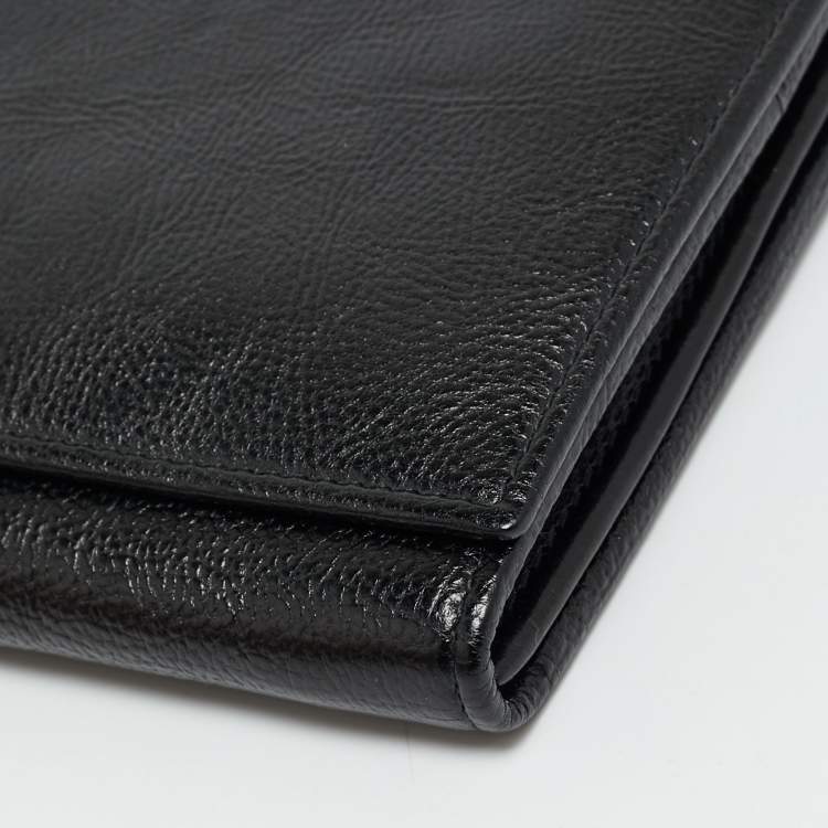 Pre Owned Yves Saint Laurent Mombasa Black Leather Continental Wallet