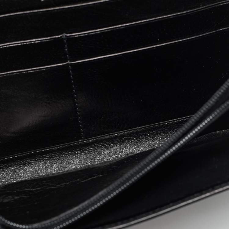 Pre Owned Yves Saint Laurent Mombasa Black Leather Continental Wallet