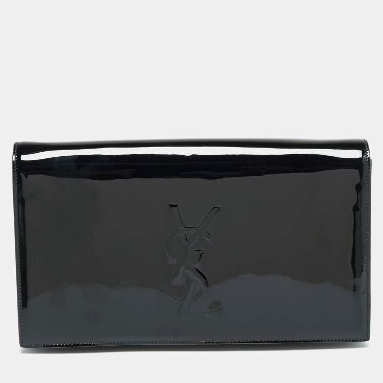 Pre Owned Yves Saint Laurent Belle De Jour Black Patent Leather Clutch