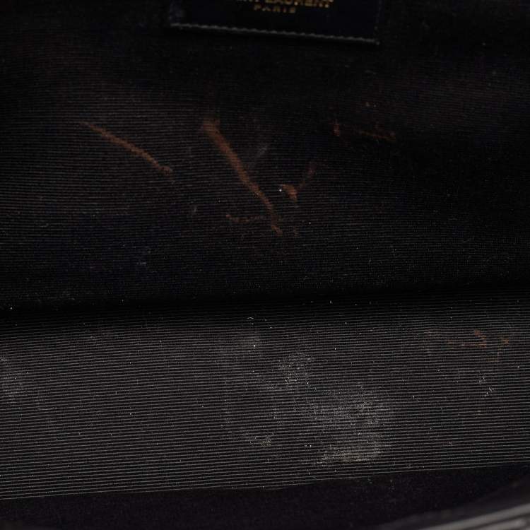 Pre Owned Saint Laurent Envelope Large Black Matelasse Leather Shoulder Bag