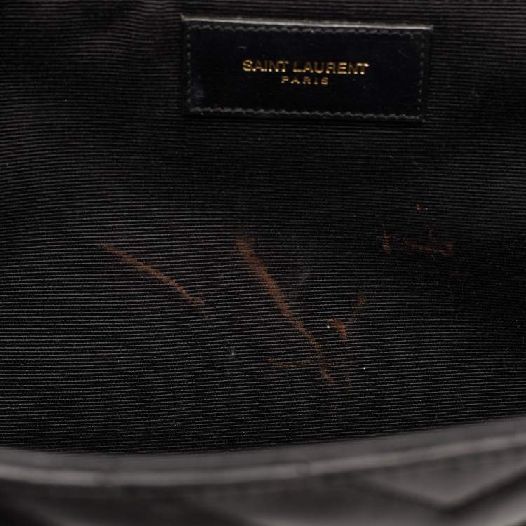 Pre Owned Saint Laurent Envelope Large Black Matelasse Leather Shoulder Bag