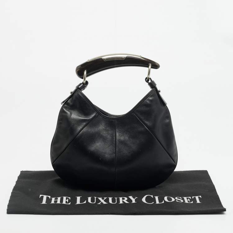 مملوكة مسبقًا Yves Saint Laurent Mombasa Mini Black Leather Hobo