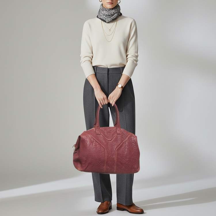 مملوكة مسبقًا Yves Saint Laurent Easy Y Mauve Pink Pebbled Leather Bag