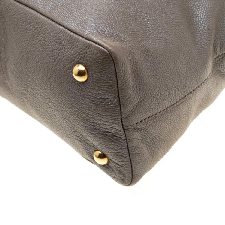 Pre Owned Saint Laurent Paris Grey Metallic Leather Satchel
