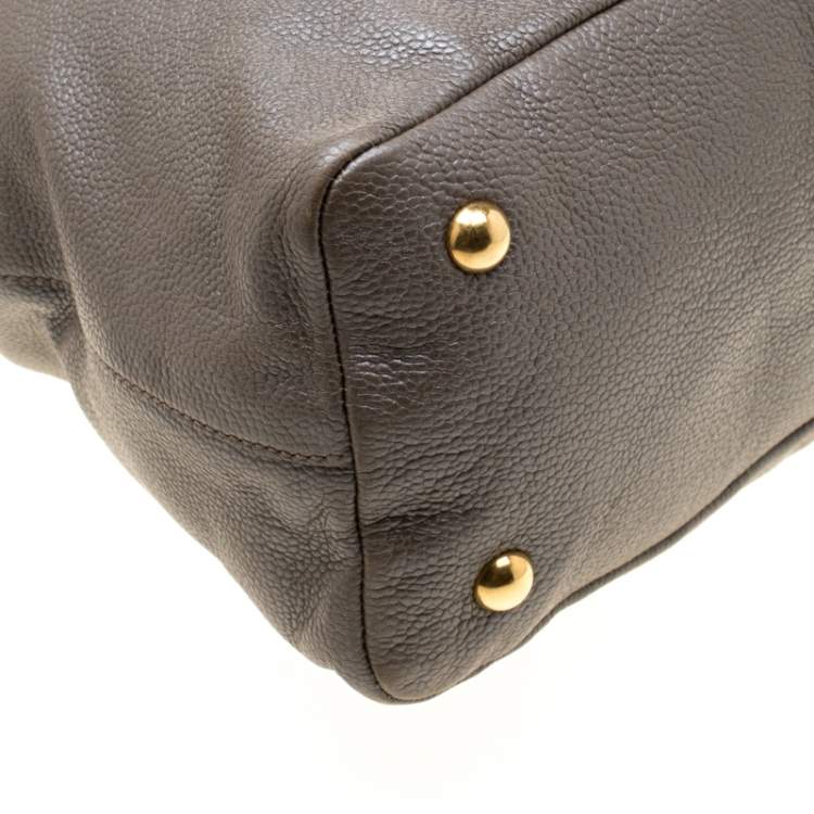 Pre Owned Saint Laurent Paris Grey Metallic Leather Satchel