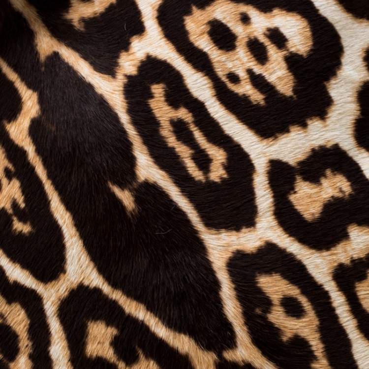 Pre Owned Saint Laurent Paris Beige Leopard Calfhair and Leather Medium Majorelle Satchel