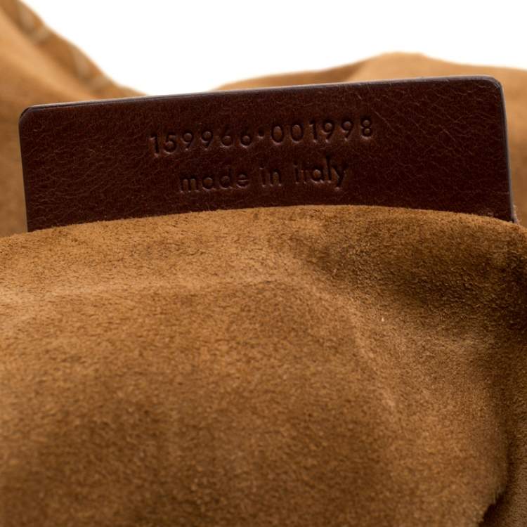 Pre Owned Yves Saint Laurent Brown Stitches Suede And Leather Shoulder Bag