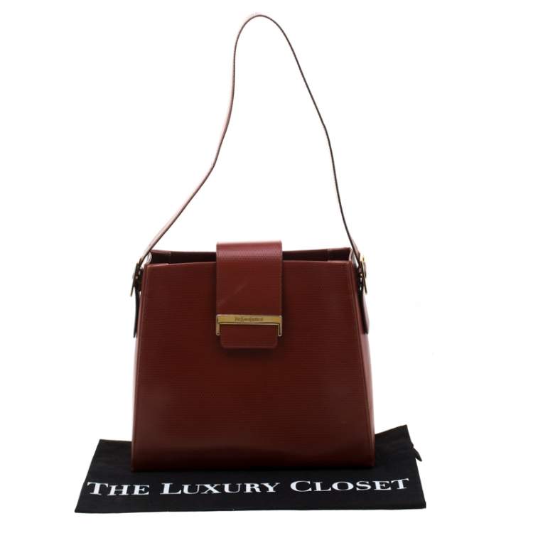 Pre Owned Yves Saint Laurent Maroon Leather Shoulder Bag
