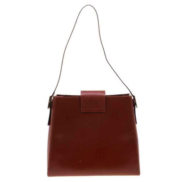 Pre Owned Yves Saint Laurent Maroon Leather Shoulder Bag