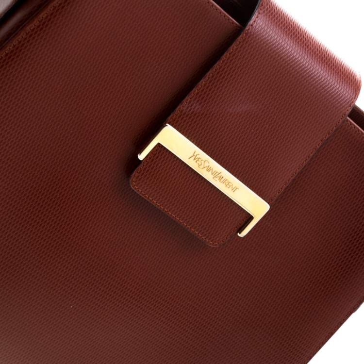 Pre Owned Yves Saint Laurent Maroon Leather Shoulder Bag