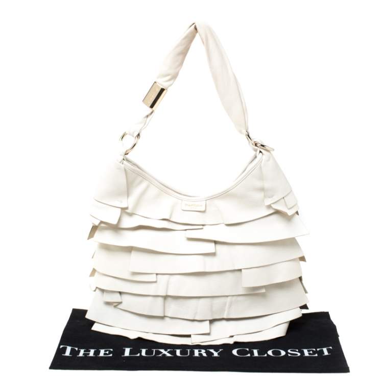Pre Owned Saint Laurent Paris White Leather St. Tropez Hobo
