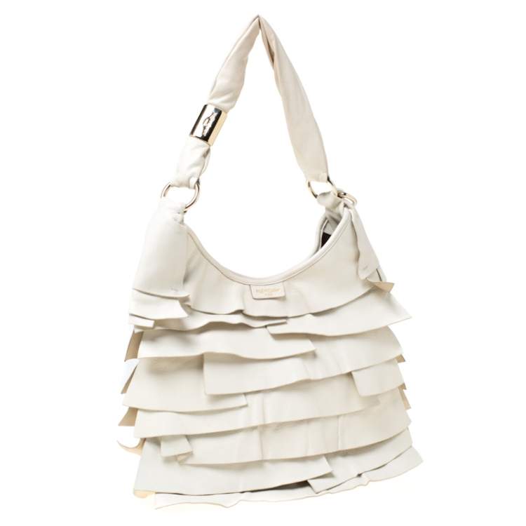 Pre Owned Saint Laurent Paris White Leather St. Tropez Hobo