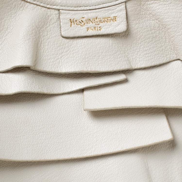 Pre Owned Saint Laurent Paris White Leather St. Tropez Hobo
