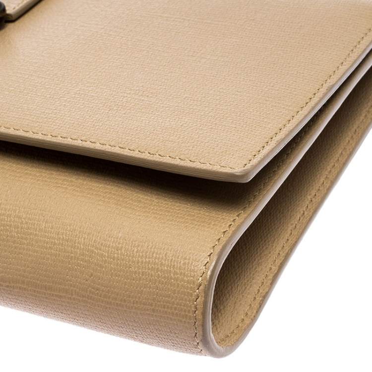 Pre Owned Saint Laurent Paris Beige Leather Y-Ligne Clutch