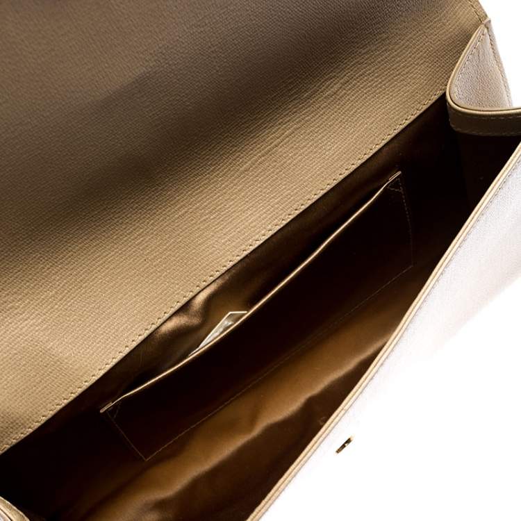Pre Owned Saint Laurent Paris Beige Leather Y-Ligne Clutch