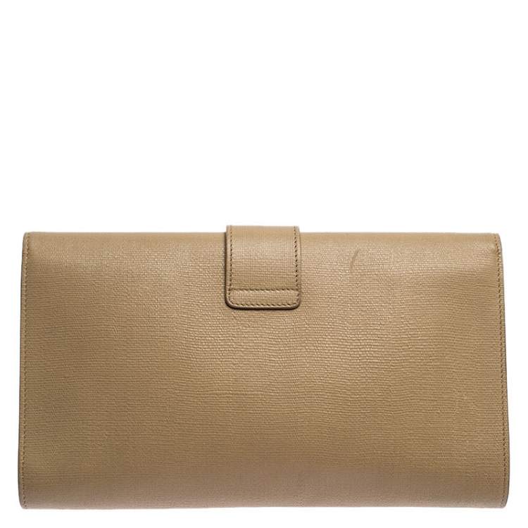 Pre Owned Saint Laurent Paris Beige Leather Y-Ligne Clutch