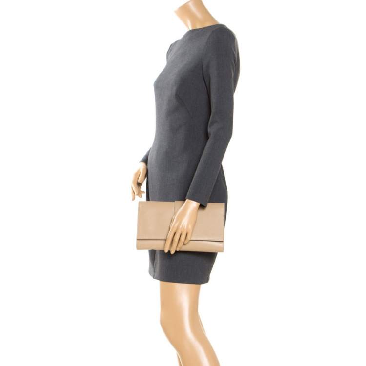 Pre Owned Saint Laurent Paris Beige Leather Y-Ligne Clutch