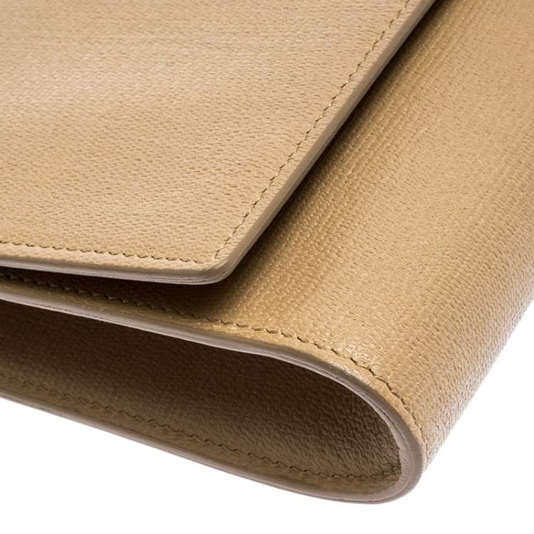 Pre Owned Saint Laurent Paris Beige Leather Y-Ligne Clutch